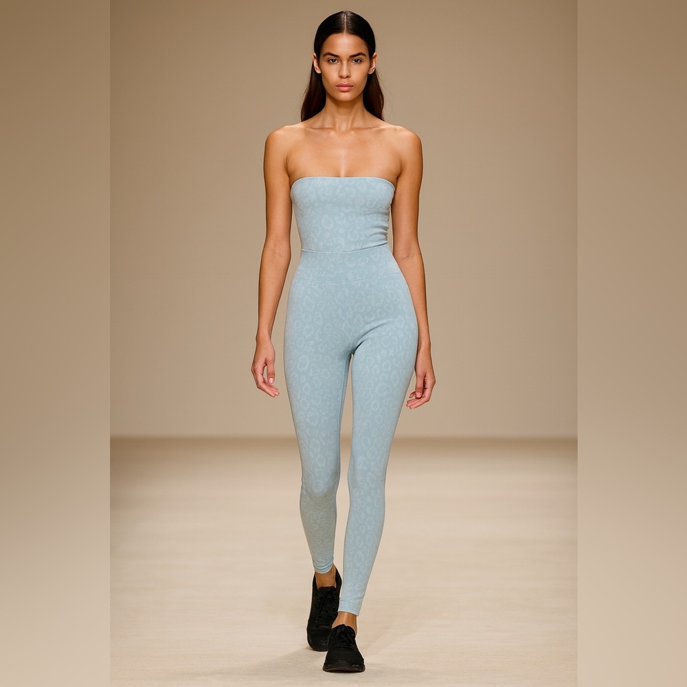 Sky Blue Scrunch Butt Lift Leggings High Waist Gym Workout Activewear Size L